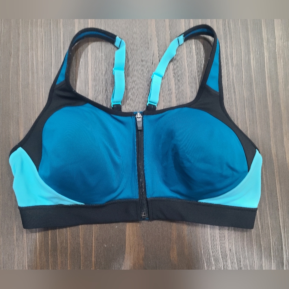Blue and Black Sports Bra